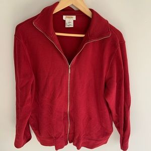 Talbots size large full zip knit cardigan/ jacket- maroon red